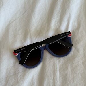 Dolce & Gabbana Navy Blue Round Sunglasses with Black Temples and Red DG4207